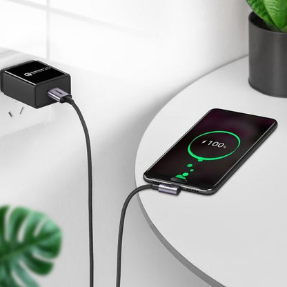 Kabel do danych i ładowania USB-A - USB-C UGREEN US284 Angled, 18W, 0,5m, Szary
