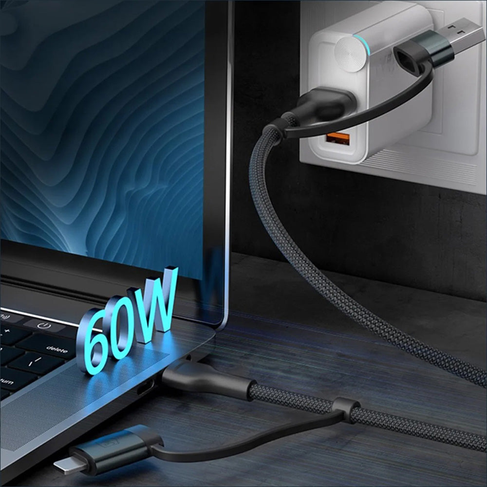 USB-A / USB-C - USB-C / Lightning 3MK Hyper N Data and Charging Cable, 60W, 1.2m, Black