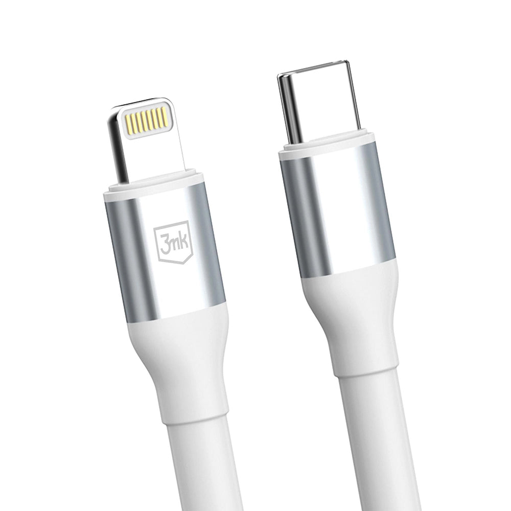 Kabel do danych i ładowania USB-C - Lightning 3MK Hyper N, 20W, 1m, Biały