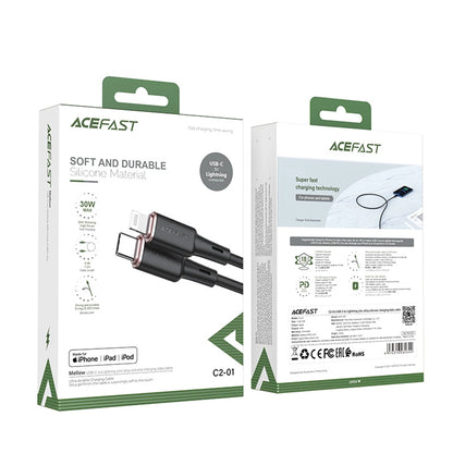Kabel do danych i ładowania USB-C - Lightning Acefast C2-01, 30W, 1.2m, Czarny