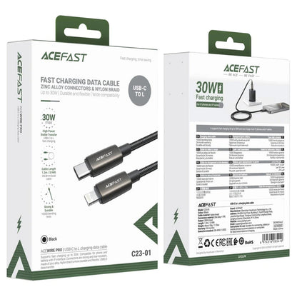 USB-C to Lightning Data and Charging Cable Acefast C23-01, 30W, 1.2m, Black