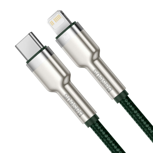 Kabel do danych i ładowania USB-C - Lightning Baseus Cafule Metal, 20W, 1m, Zielony CATLJK-A06