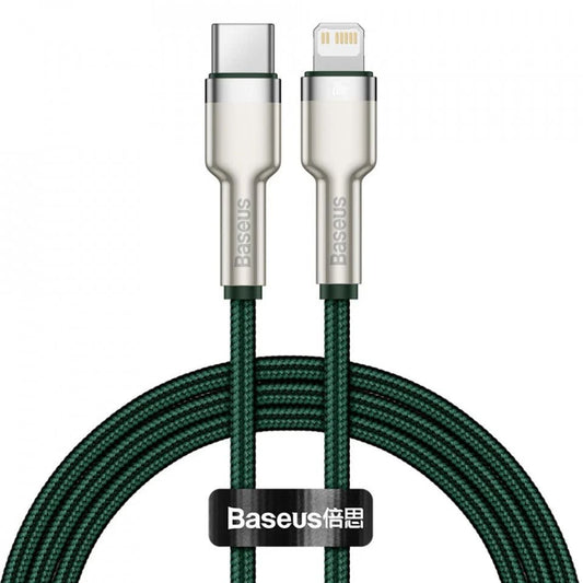 Kabel do danych i ładowania USB-C - Lightning Baseus Cafule Metal, 20W, 1m, Zielony CATLJK-A06