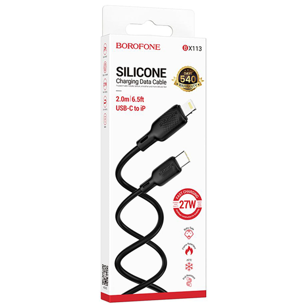 Kabel do danych i ładowania USB-C - Lightning Borofone BX113 Lenny, 27W, 2m, Czarny