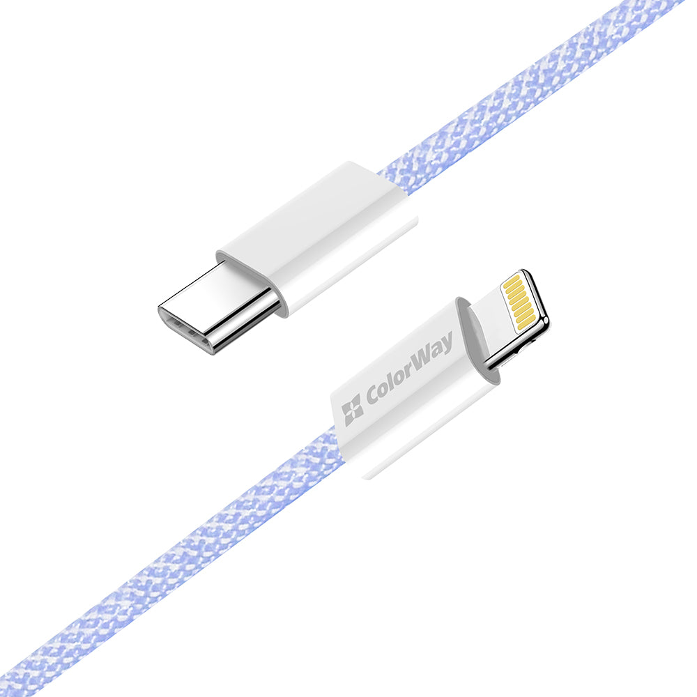 Kabel do danych i ładowania USB-C - Lightning ColorWay CW-CBPDCL061, 27W, 1m, Fioletowy