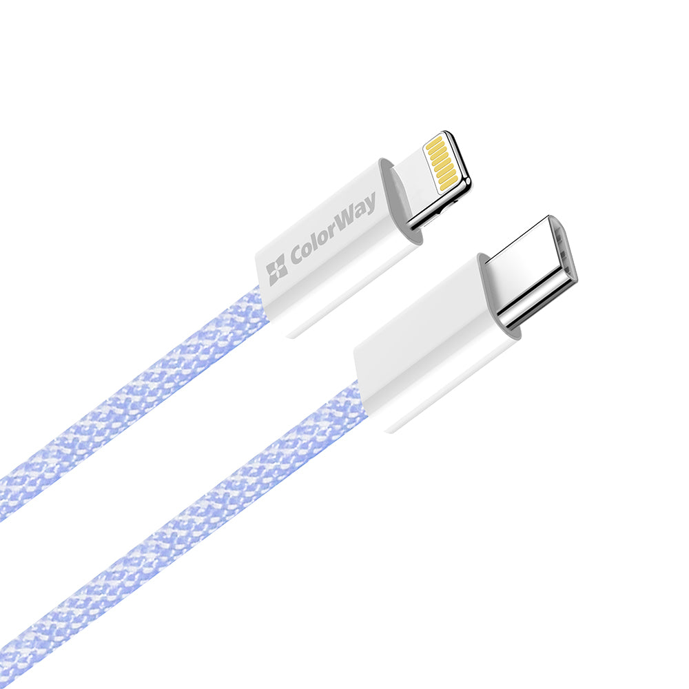 Kabel do danych i ładowania USB-C - Lightning ColorWay CW-CBPDCL061, 27W, 1m, Fioletowy