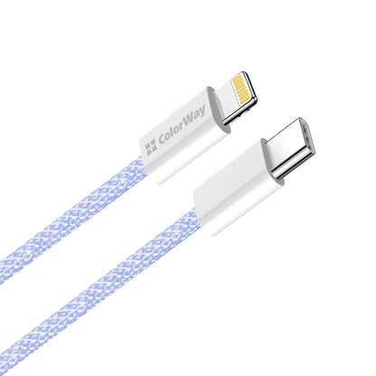 Kabel do danych i ładowania USB-C - Lightning ColorWay CW-CBPDCL061, 27W, 1m, Fioletowy