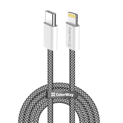 Kabel do danych i ładowania USB-C - Lightning ColorWay CW-CBPDCL061, 27W, 1m, Czarny