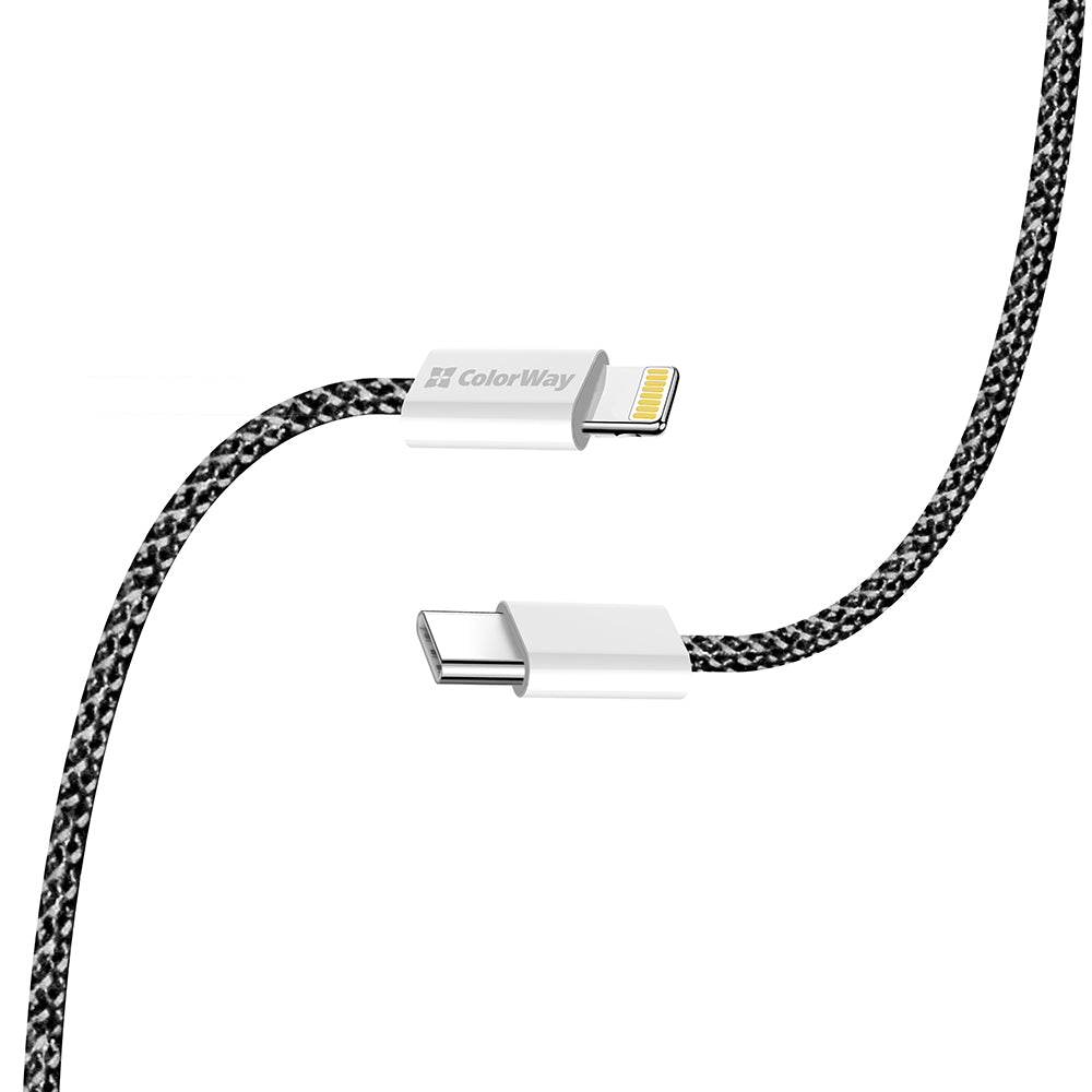 Kabel do danych i ładowania USB-C - Lightning ColorWay CW-CBPDCL061, 27W, 1m, Czarny