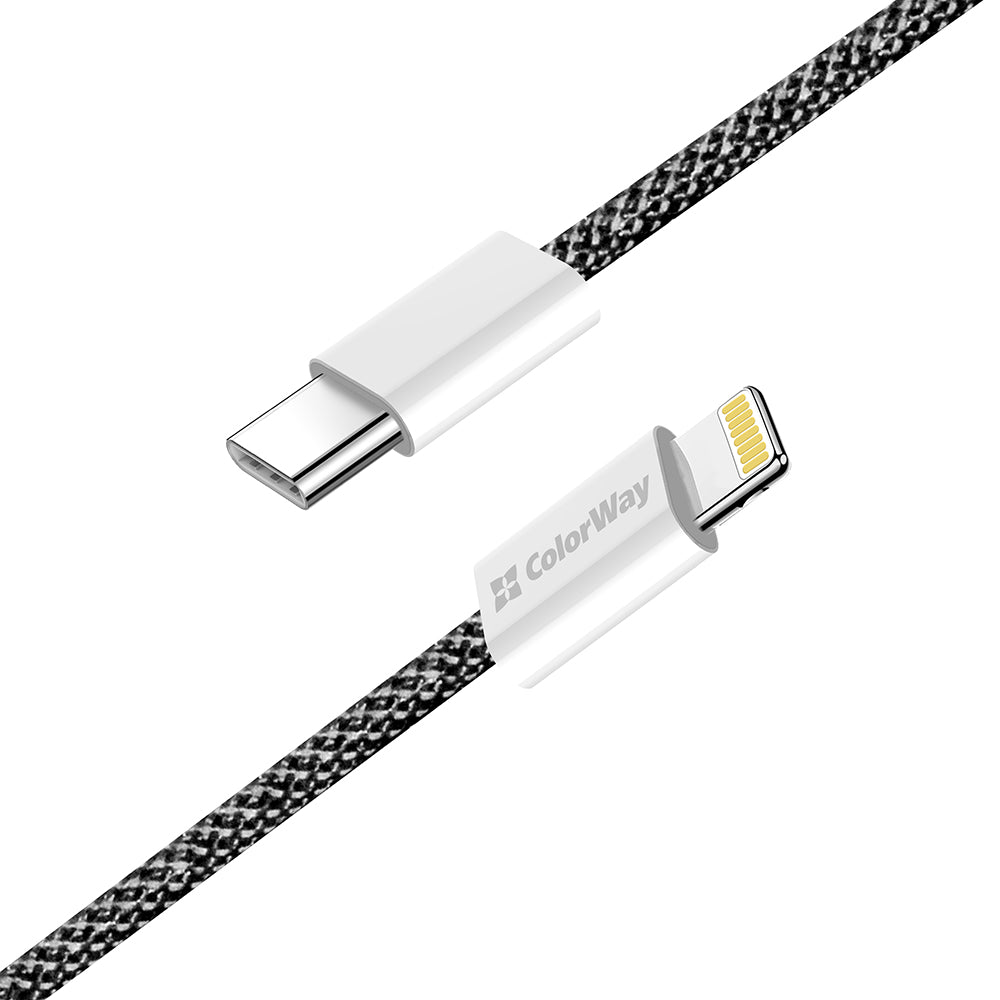 Kabel do danych i ładowania USB-C - Lightning ColorWay CW-CBPDCL061, 27W, 1m, Czarny