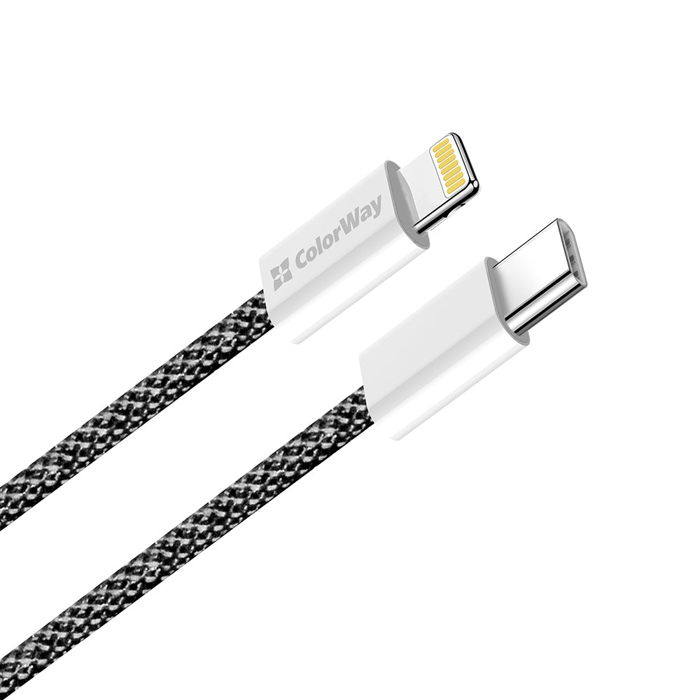 Kabel do danych i ładowania USB-C - Lightning ColorWay CW-CBPDCL061, 27W, 1m, Czarny