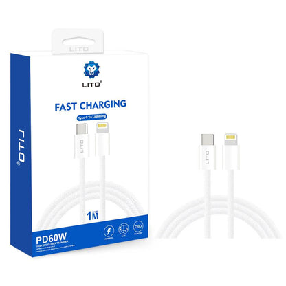 Kabel do danych i ładowania USB-C - Lightning Lito LD04CL, 27W, 1m, Biały