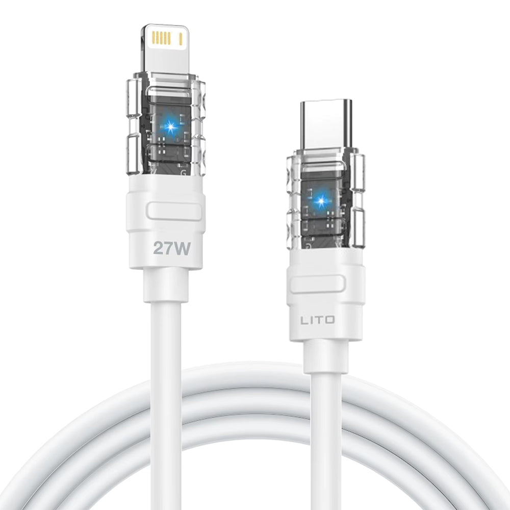 Kabel do danych i ładowania USB-C - Lightning Lito LD05, 27W, 1m, Biały