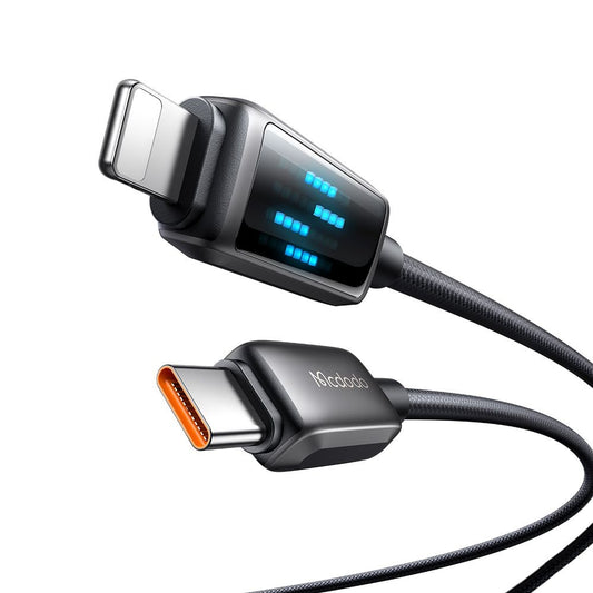 Kabel do danych i ładowania USB-C - Lightning McDodo CA-2630 Display, 36W, 1.2m, Czarny