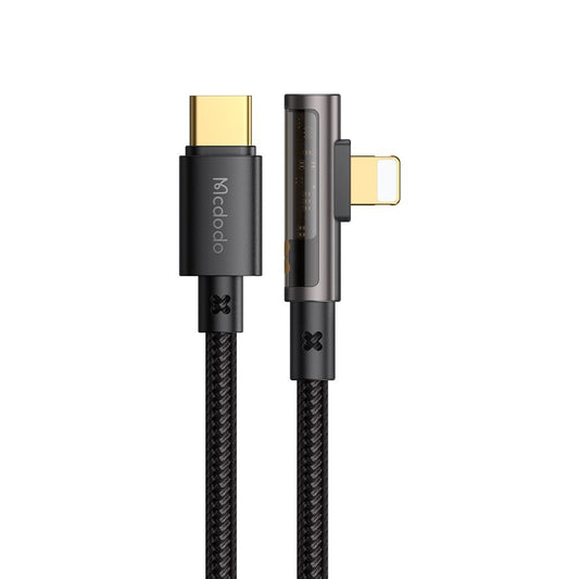 Kabel do danych i ładowania USB-C - Lightning McDodo CA-3390 Angled, 36W, 1.2m, Czarny