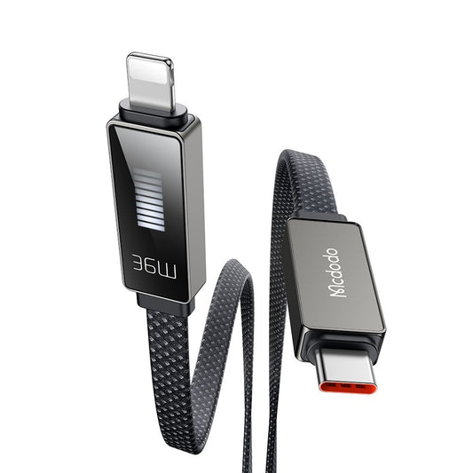 Kabel do danych i ładowania USB-C - Lightning McDodo CA-4960 Rythm Display, 36W, 1.2m, Czarny