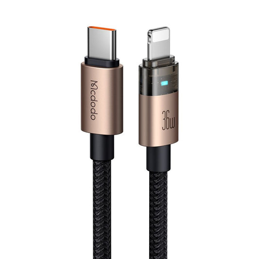 Kabel do danych i ładowania USB-C - Lightning McDodo CA-6941, 36W, 1.2m, Złoty