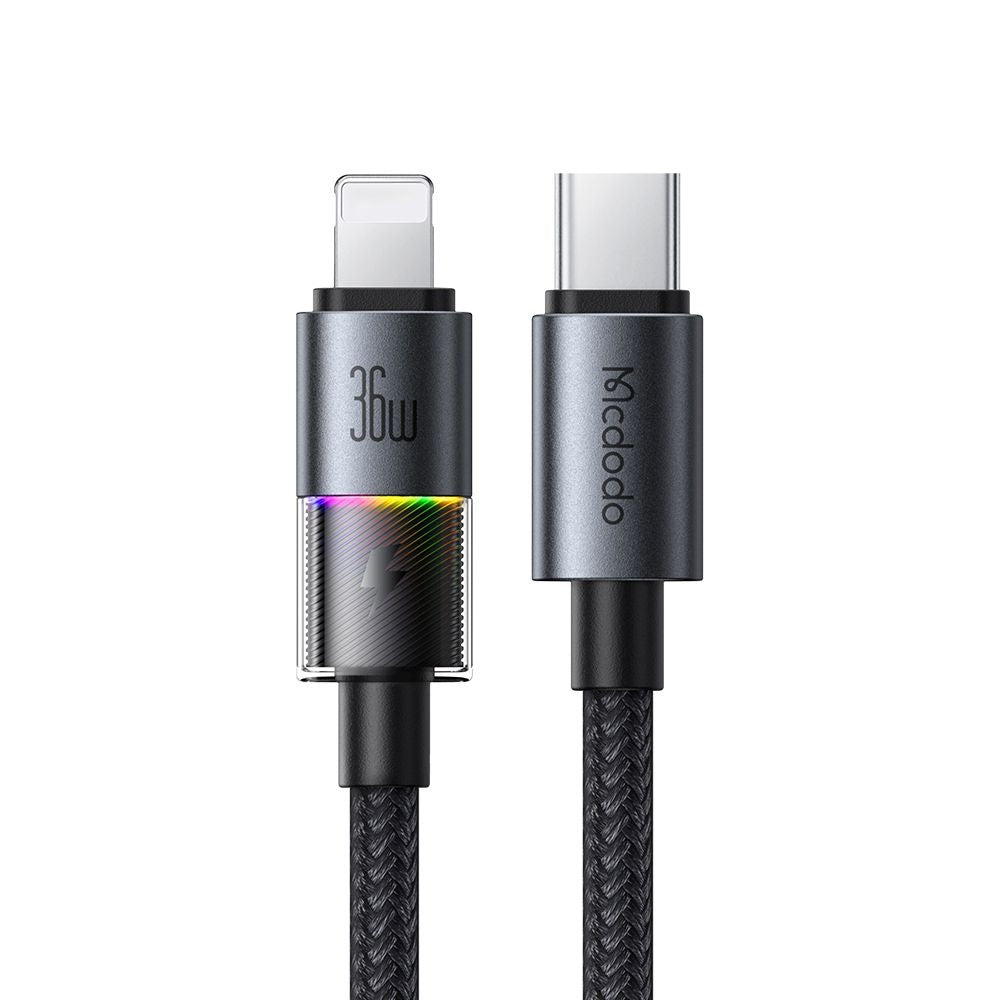 Kabel do danych i ładowania USB-C - Lightning McDodo CA-8190 Colorful, 36W, 1.2m, Czarny