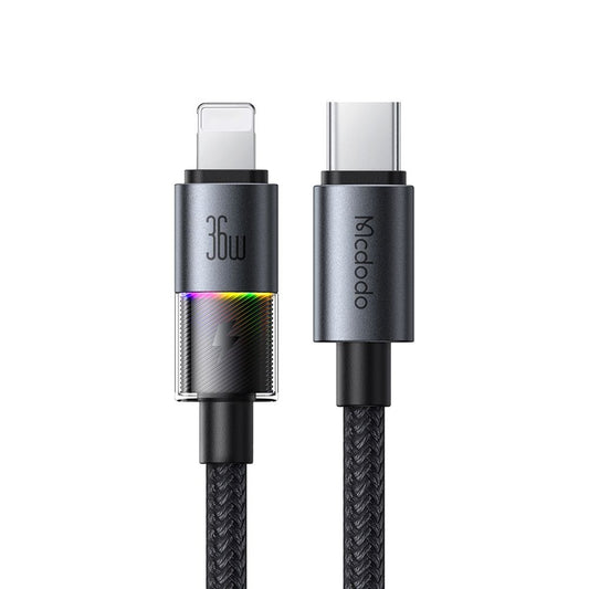 Kabel do danych i ładowania USB-C - Lightning McDodo CA-8190 Colorful, 36W, 1.2m, Czarny
