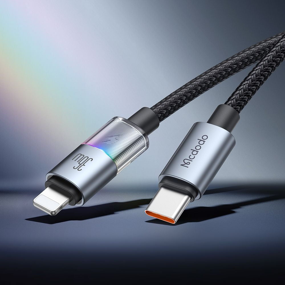 Kabel do danych i ładowania USB-C - Lightning McDodo CA-8190 Colorful, 36W, 1.2m, Czarny