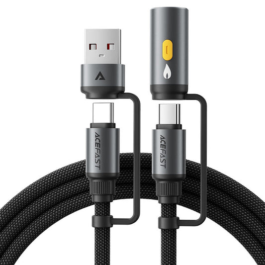 Kabel do danych i ładowania USB-C / USB-A - USB-C / Zapalniczka Acefast J6, 60W, 1.2m, Czarny