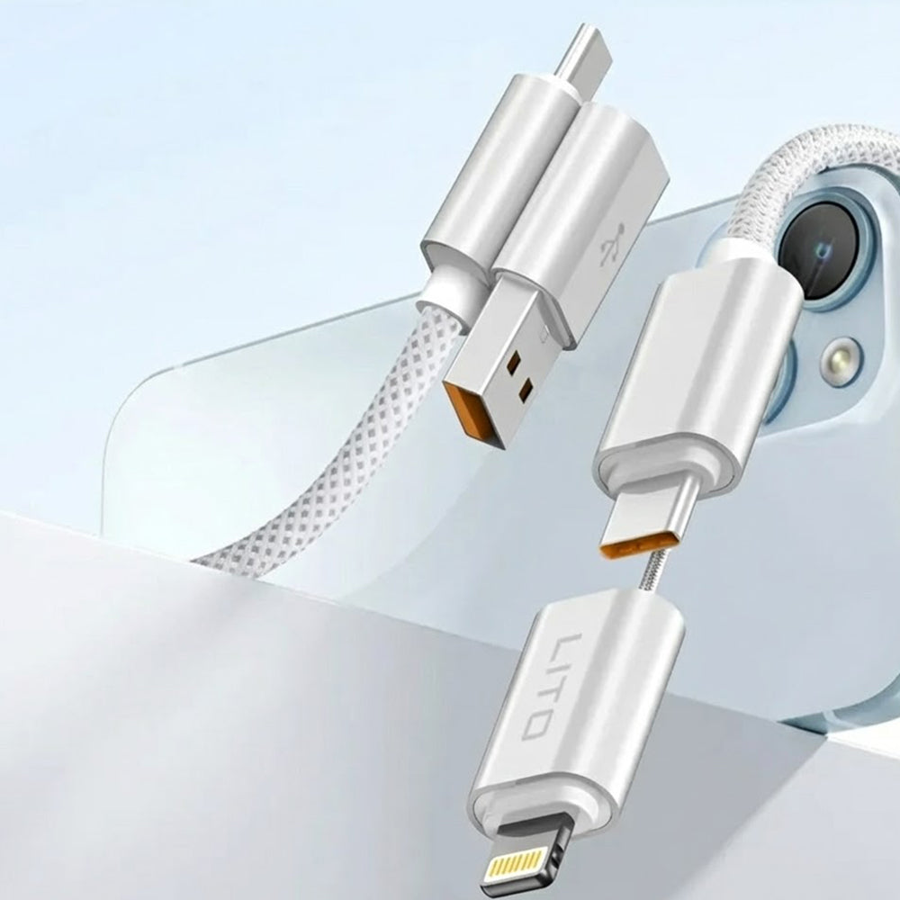 USB-C / USB-A - USB-C / Lightning Lito LD21 Data and Charging Cable, 100W, 1m, White