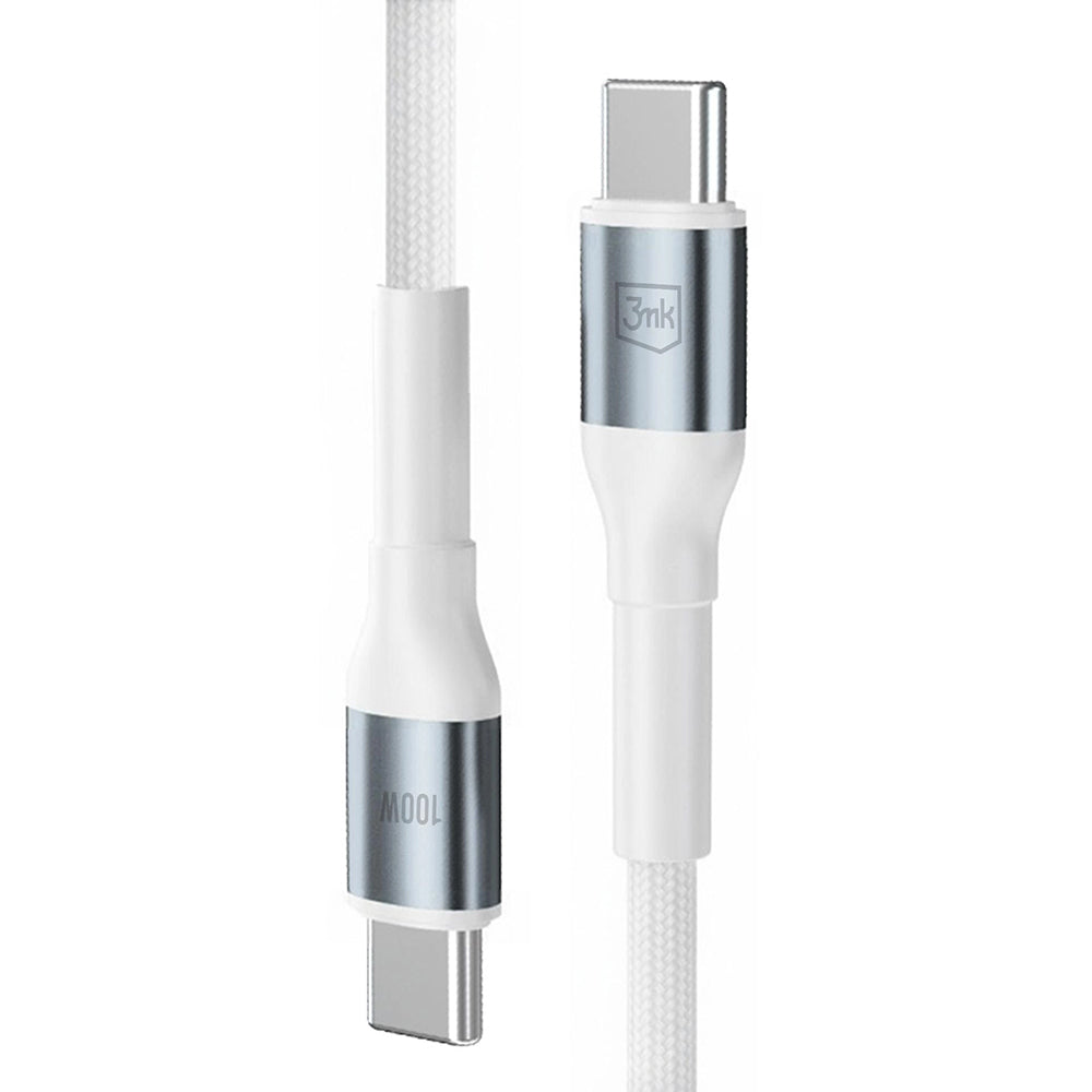 Kabel do danych i ładowania USB-C - USB-C 3MK Hyper N, 100W, 1m, Biały