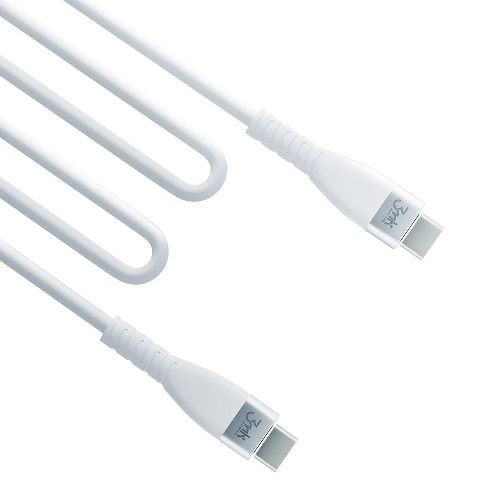 USB-C Data and Charging Cable - USB-C 3MK Hyper Silicone, 60W, 1m, White