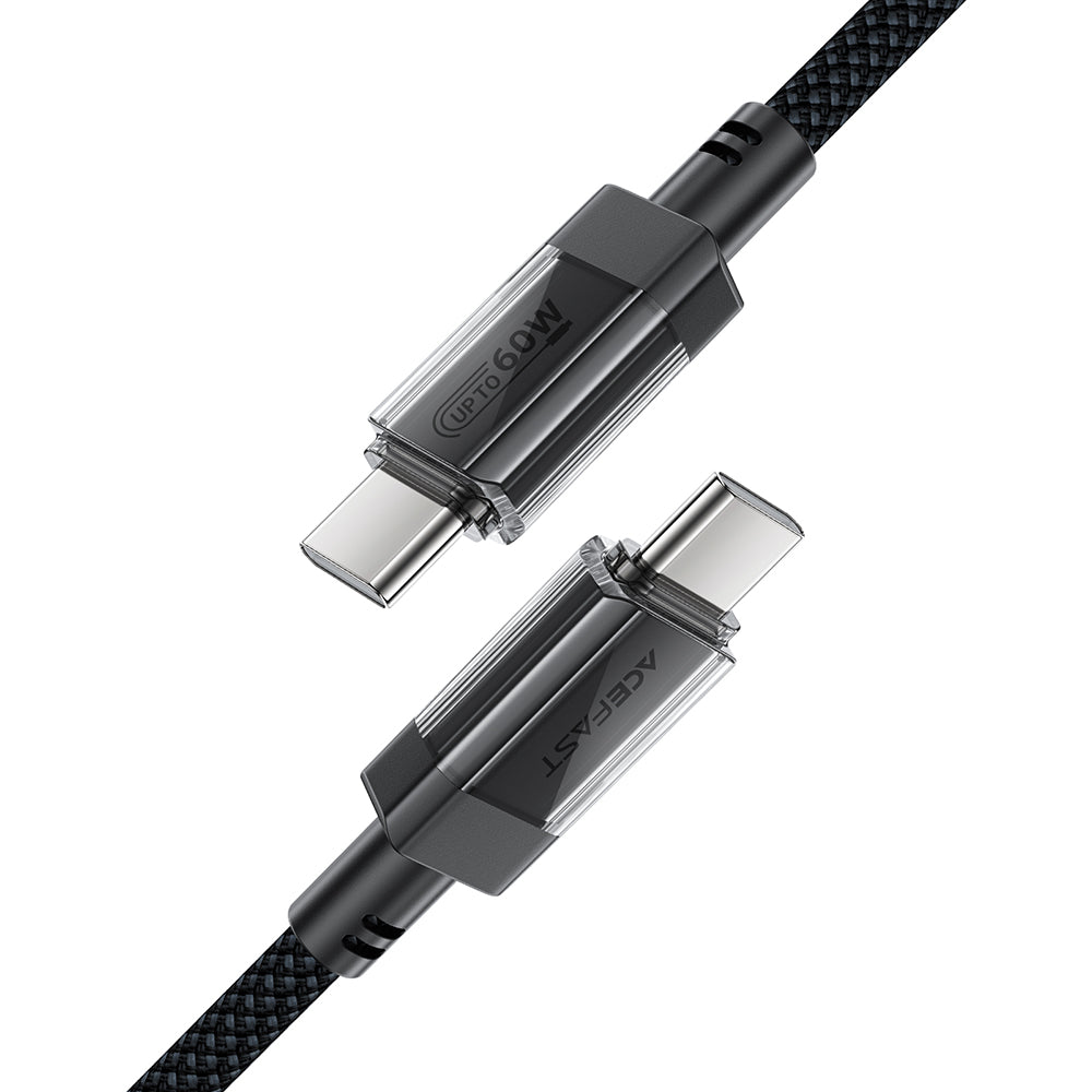 Kabel do danych i ładowania USB-C - USB-C Acefast C12-03, 60W, 1.2m, Czarny
