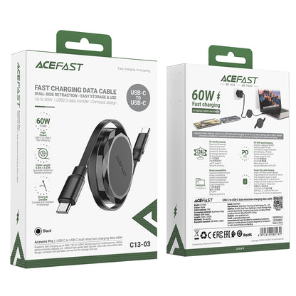Kabel do danych i ładowania USB-C - USB-C Acefast C13-03, 60W, 0.8m, Czarny