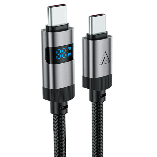 Kabel do danych i ładowania USB-C - USB-C Acefast C15-03 Display, 60W, 1.2m, Czarny