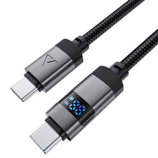 Kabel do danych i ładowania USB-C - USB-C Acefast C15-03 Display, 60W, 1.2m, Czarny