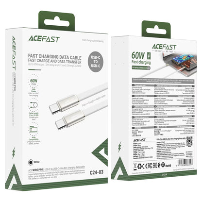 Kabel do danych i ładowania USB-C - USB-C Acefast C24-03, 60W, 1.2m, Biały