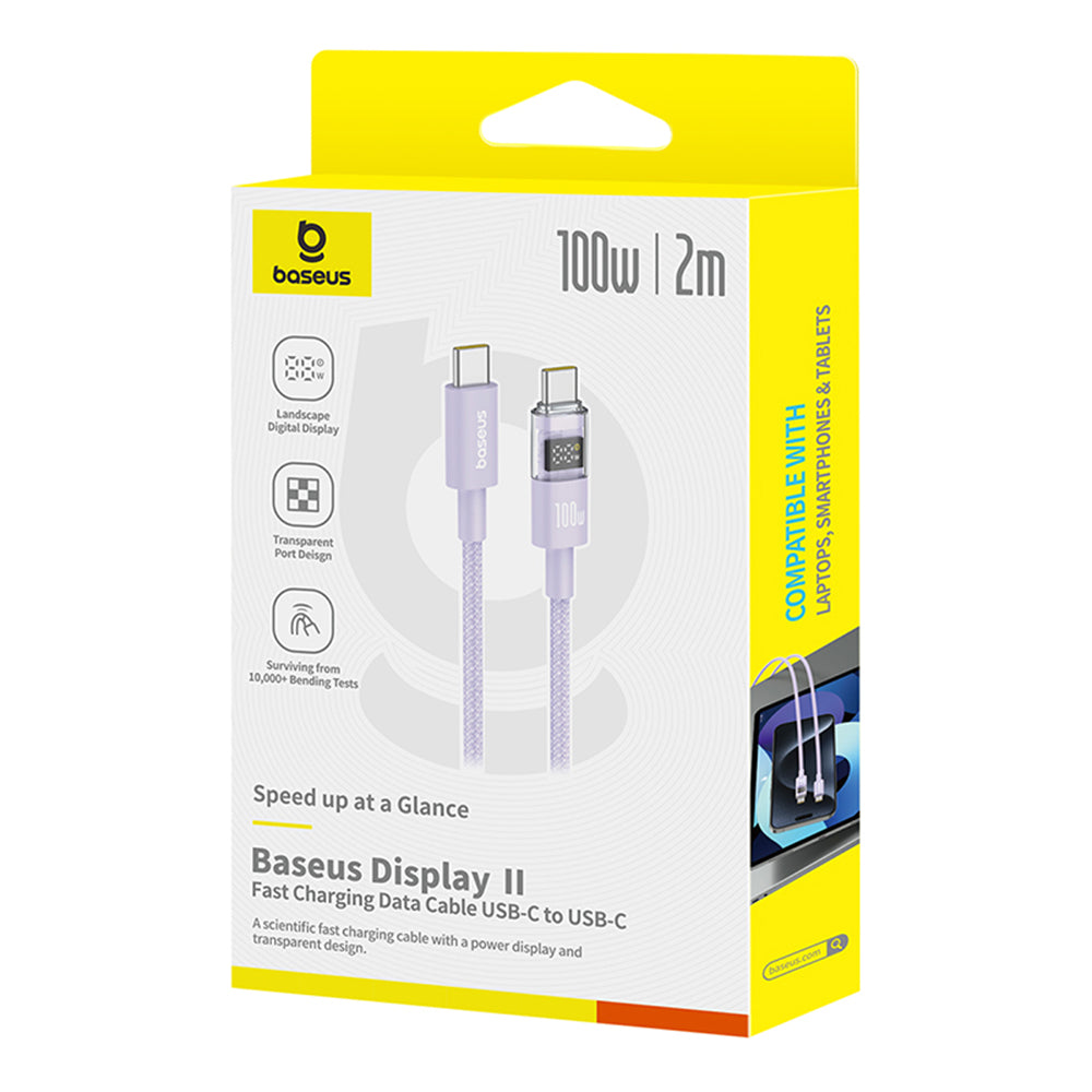 Kabel do danych i ładowania USB-C - USB-C Baseus Display 2, 100W, 2m, Fioletowy P10382702511-01