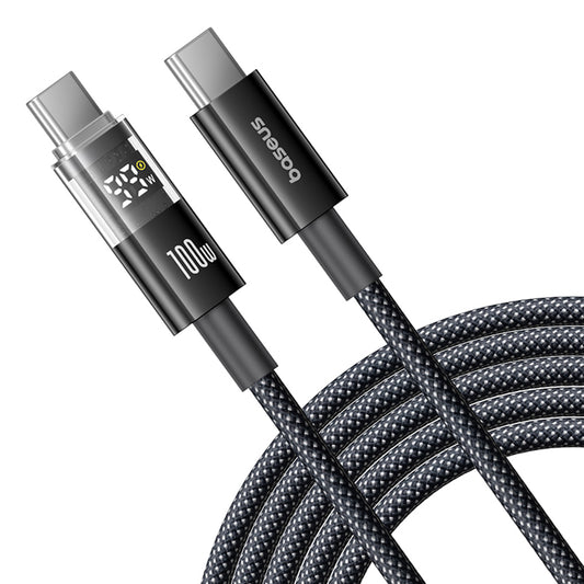 Kabel do danych i ładowania USB-C - USB-C Baseus Display 2, 100W, 2m, Czarny P10377706123-00