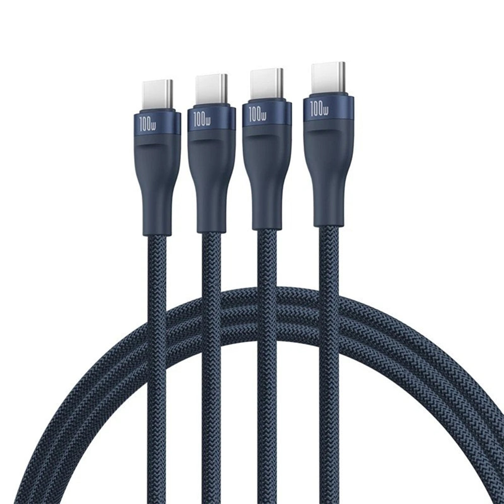 Kabel ładowania USB-C - 3 x USB-C Baseus Flash Series III 3w1, 100W, 1.5m, Niebieski P10377503321-00