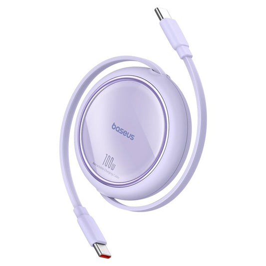 Kabel do danych i ładowania USB-C - USB-C Baseus Free2Draw Mini Retractable, 100W, 1m, Fioletowy P10364500511-00