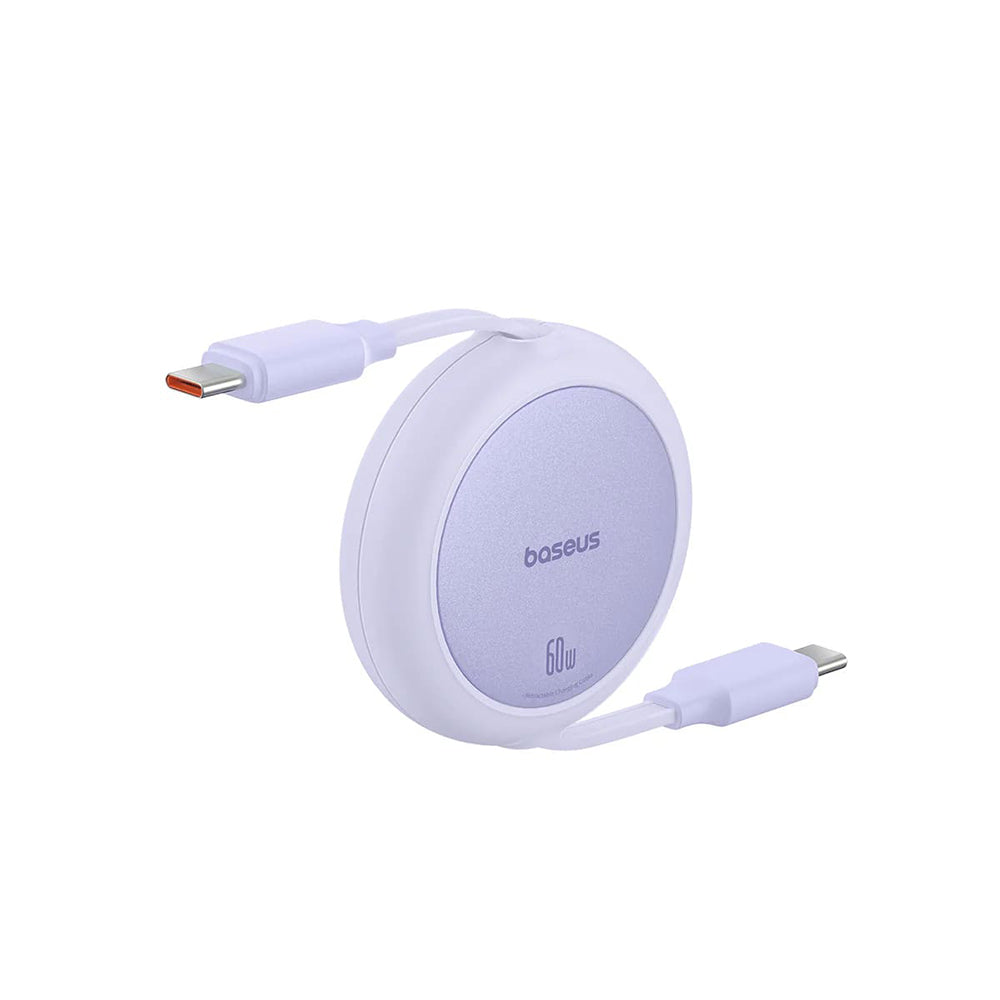 Kabel do danych i ładowania USB-C - USB-C Baseus Free2Pull Mini Retractable, 60W, 1m, Fioletowy P10364500511-01