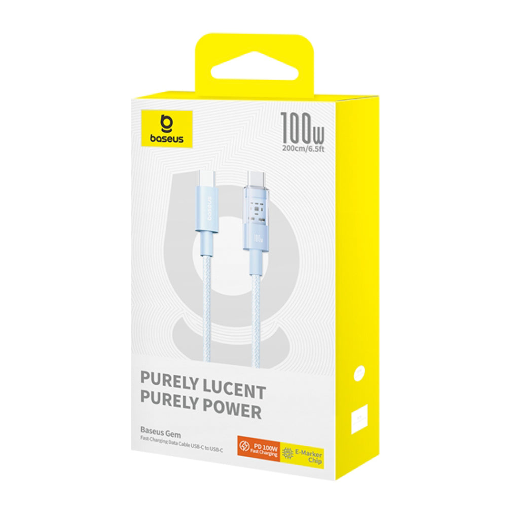 Kabel do danych i ładowania USB-C - USB-C Baseus Gem, 100W, 2m, Niebieski P10373000311-01