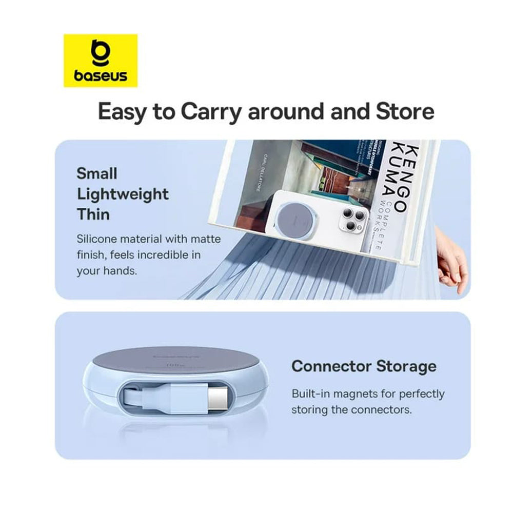 Kabel do danych i ładowania USB-C - USB-C Baseus Pathfinder Retractable, 100W, 1m, Niebieski P10368400311-00