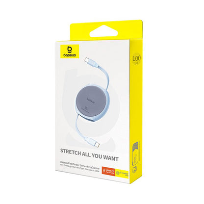 Kabel do danych i ładowania USB-C - USB-C Baseus Pathfinder Retractable, 100W, 1m, Niebieski P10368400311-00