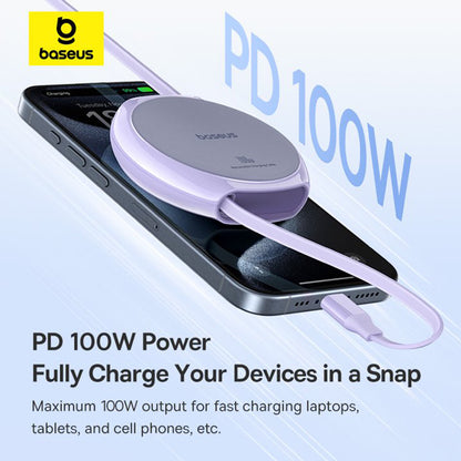 Kabel do danych i ładowania USB-C - USB-C Baseus Pathfinder Retractable, 100W, 1m, Fioletowy P10368400511-00