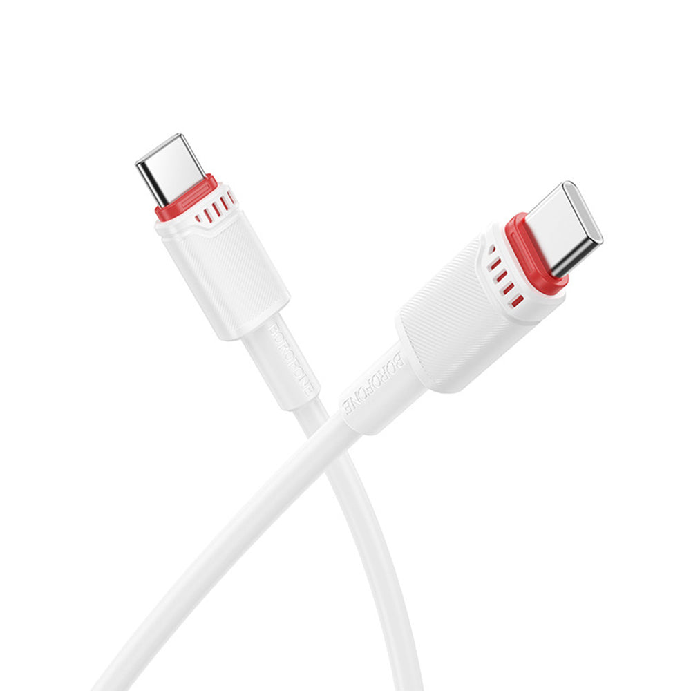 Kabel do danych i ładowania USB-C - USB-C Borofone BX110 Beneficio, 60W, 1m, Biały