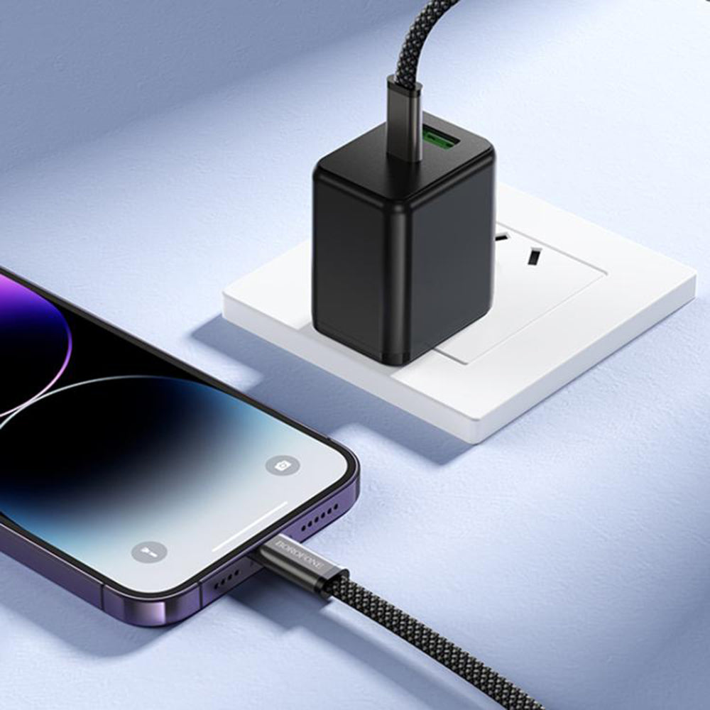 USB-C Data and Charging Cable - USB-C Borofone BX124 Peace, 30W, 1m, Black