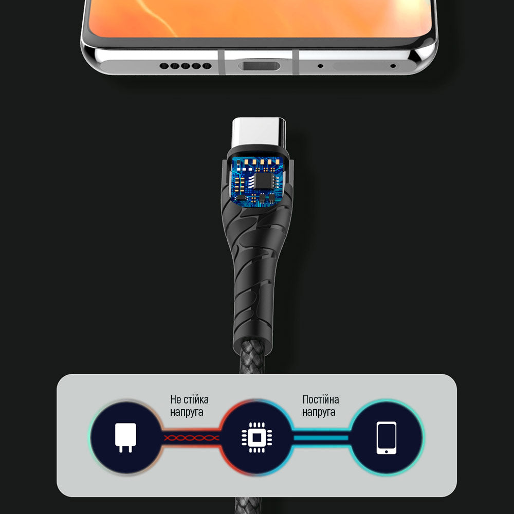 Kabel do danych i ładowania USB-C - USB-C ColorWay CW-CBPDCC040, 65W, 1m, Szary