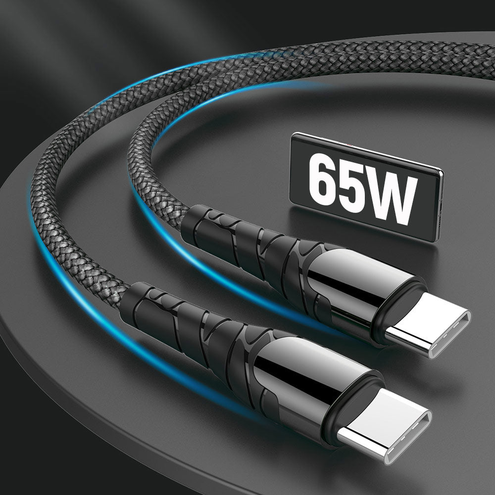 Kabel do danych i ładowania USB-C - USB-C ColorWay CW-CBPDCC040, 65W, 1m, Szary
