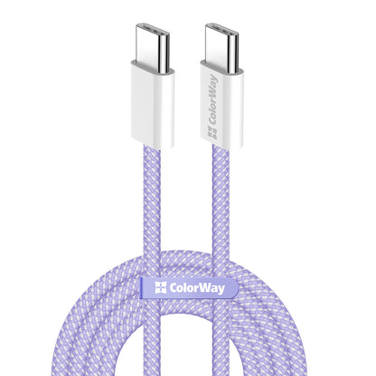 Kabel do danych i ładowania USB-C - USB-C ColorWay CW-CBPDCC061, 60W, 1m, Fioletowy