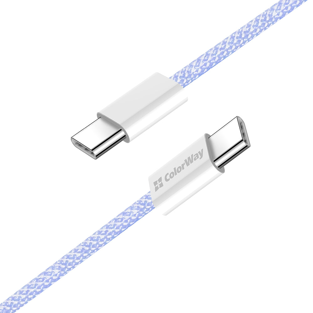 Kabel do danych i ładowania USB-C - USB-C ColorWay CW-CBPDCC061, 60W, 1m, Fioletowy