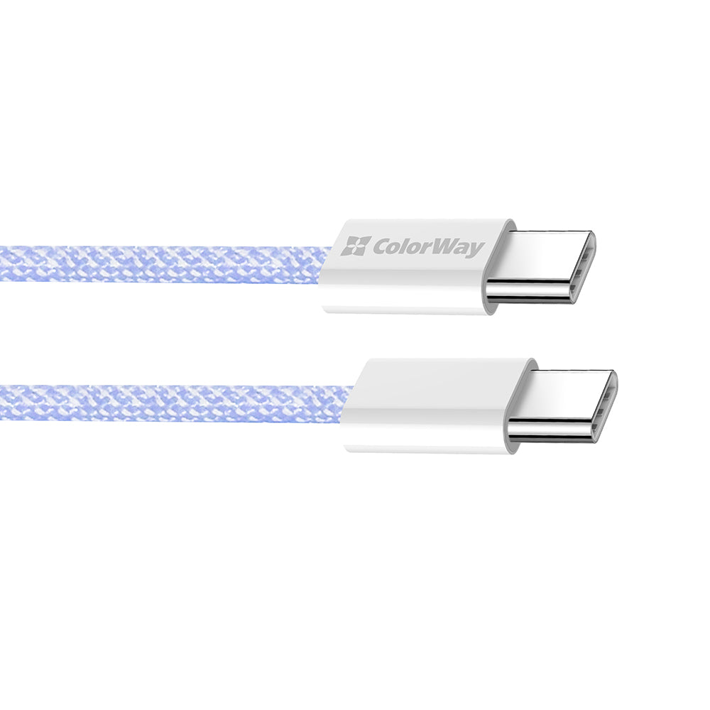 Kabel do danych i ładowania USB-C - USB-C ColorWay CW-CBPDCC061, 60W, 1m, Fioletowy