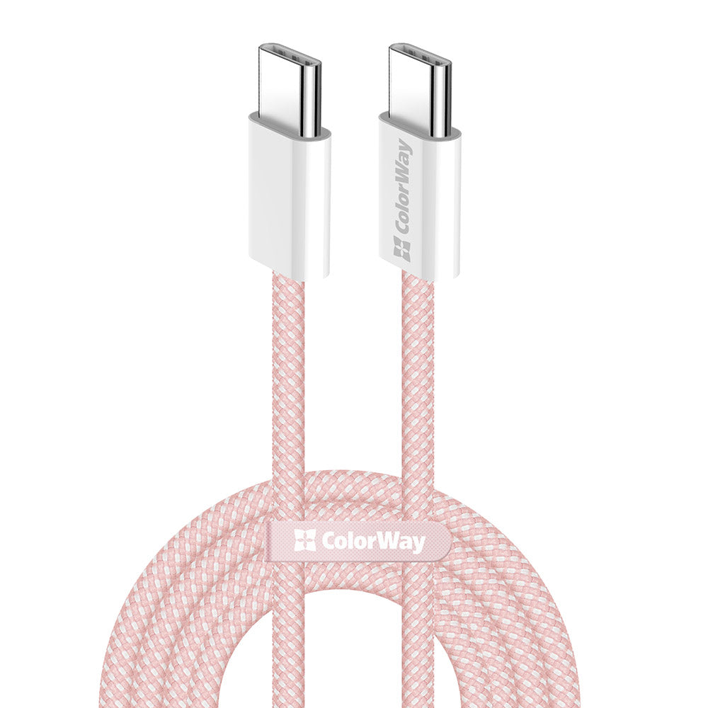 Kabel do danych i ładowania USB-C - USB-C ColorWay CW-CBPDCC061, 60W, 1m, Różowy